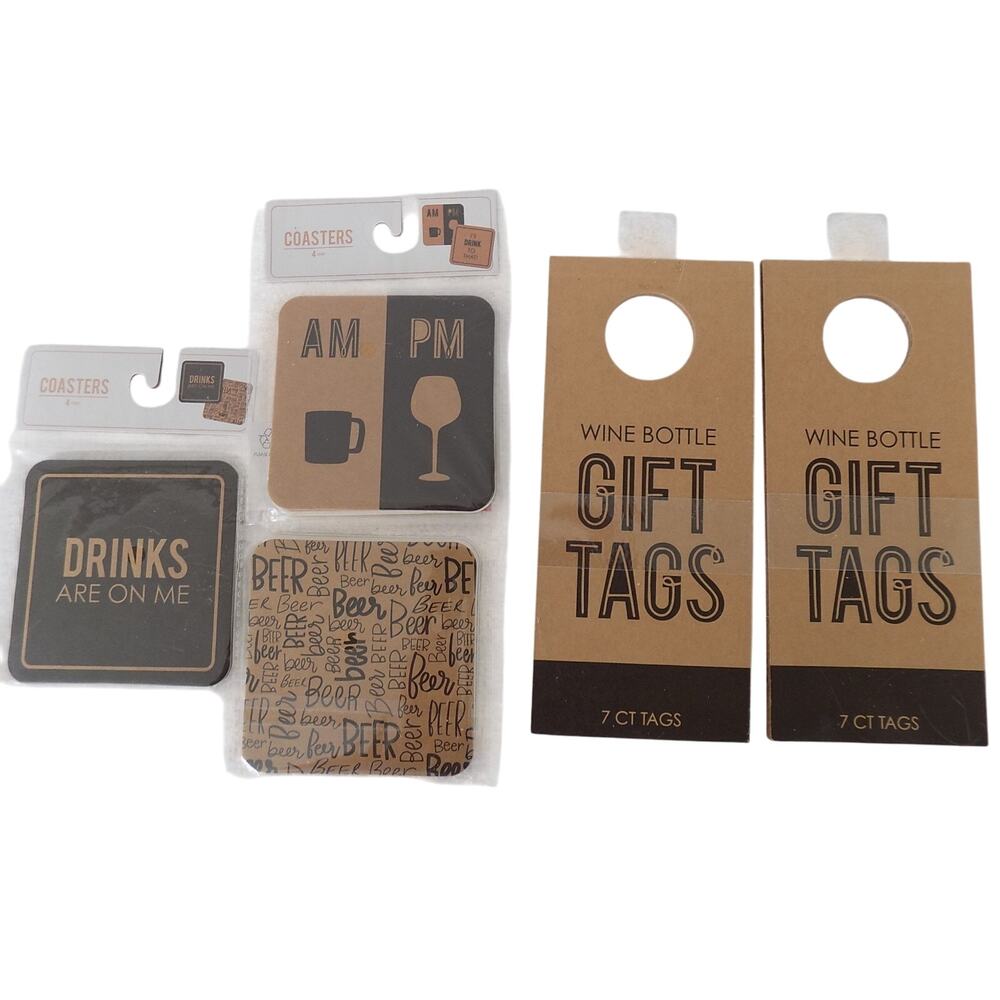 Wine bottle gift tags and coasters NEW